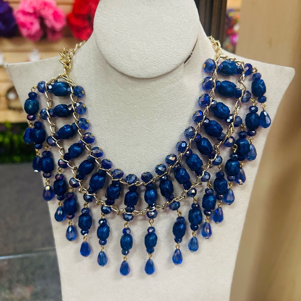 Mexican Handcrafted Sapphire Blue Statement Necklace